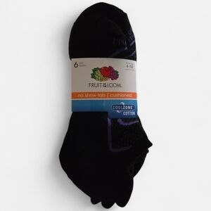 Fruit Of The Loom Cotton Socks 6 Pack No Show Black / Multicolor Socks